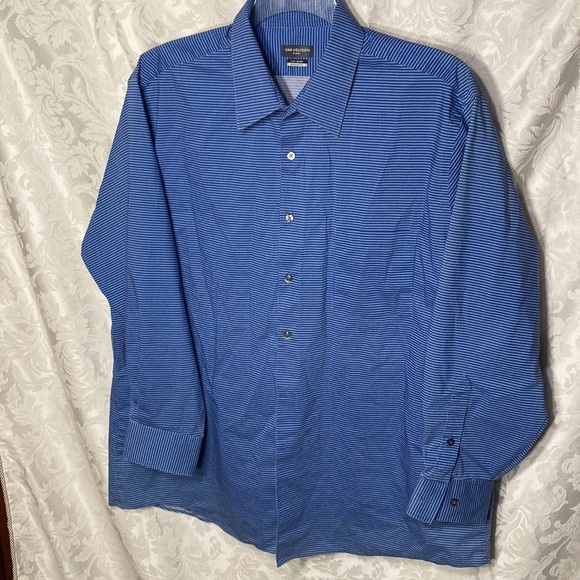 Van Heusen flex men’s dress shirt long sleeve button down blue white 17.5 32 33 - Picture 2 of 8